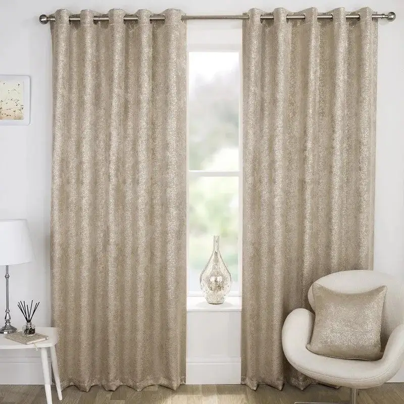 Teal Leaf Print Grommet Blackout Curtain