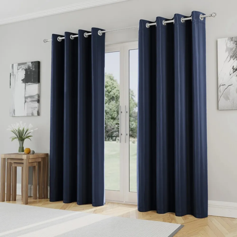 Teal Leaf Print Grommet Blackout Curtain