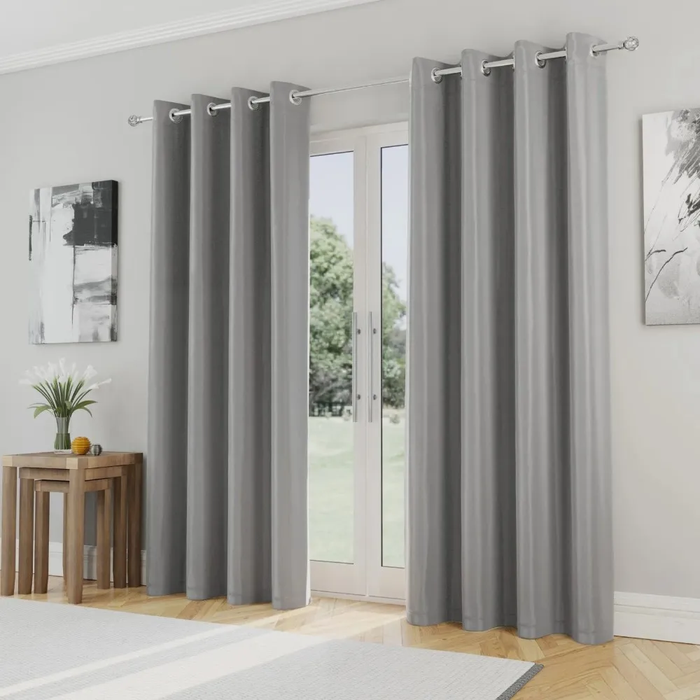 Steel Grey Grommet Blackout Curtain